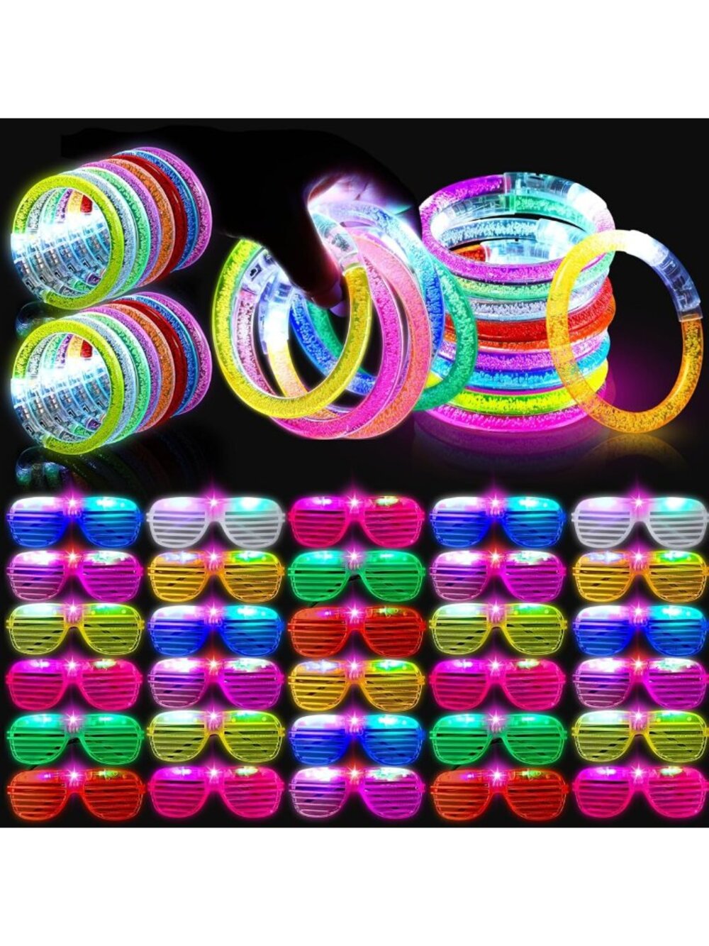 128 Pack Glow in the Dark Party Supplies for Adults - Rainbow Decorations & Fun!